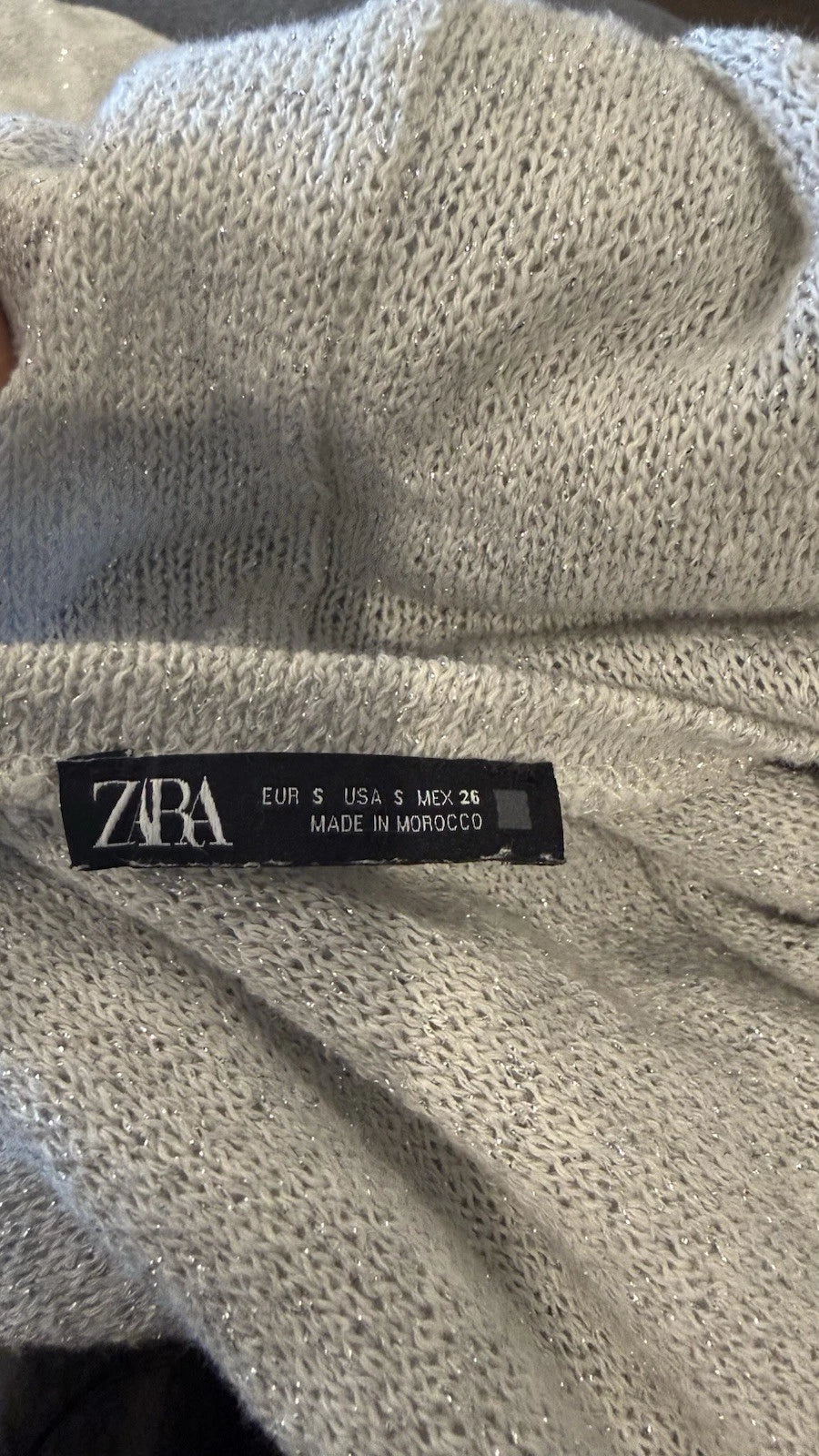 ZARA Women’s Gray Glitter Knit Long Sweater Dress Long Sleeve Size S