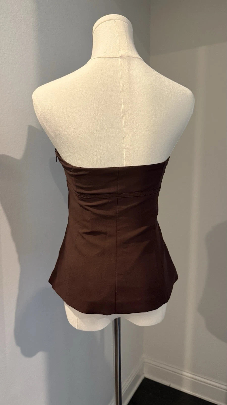 ZARA Women’s Brown Strapless Corset Bustier Top Size S NWT Bow Detail