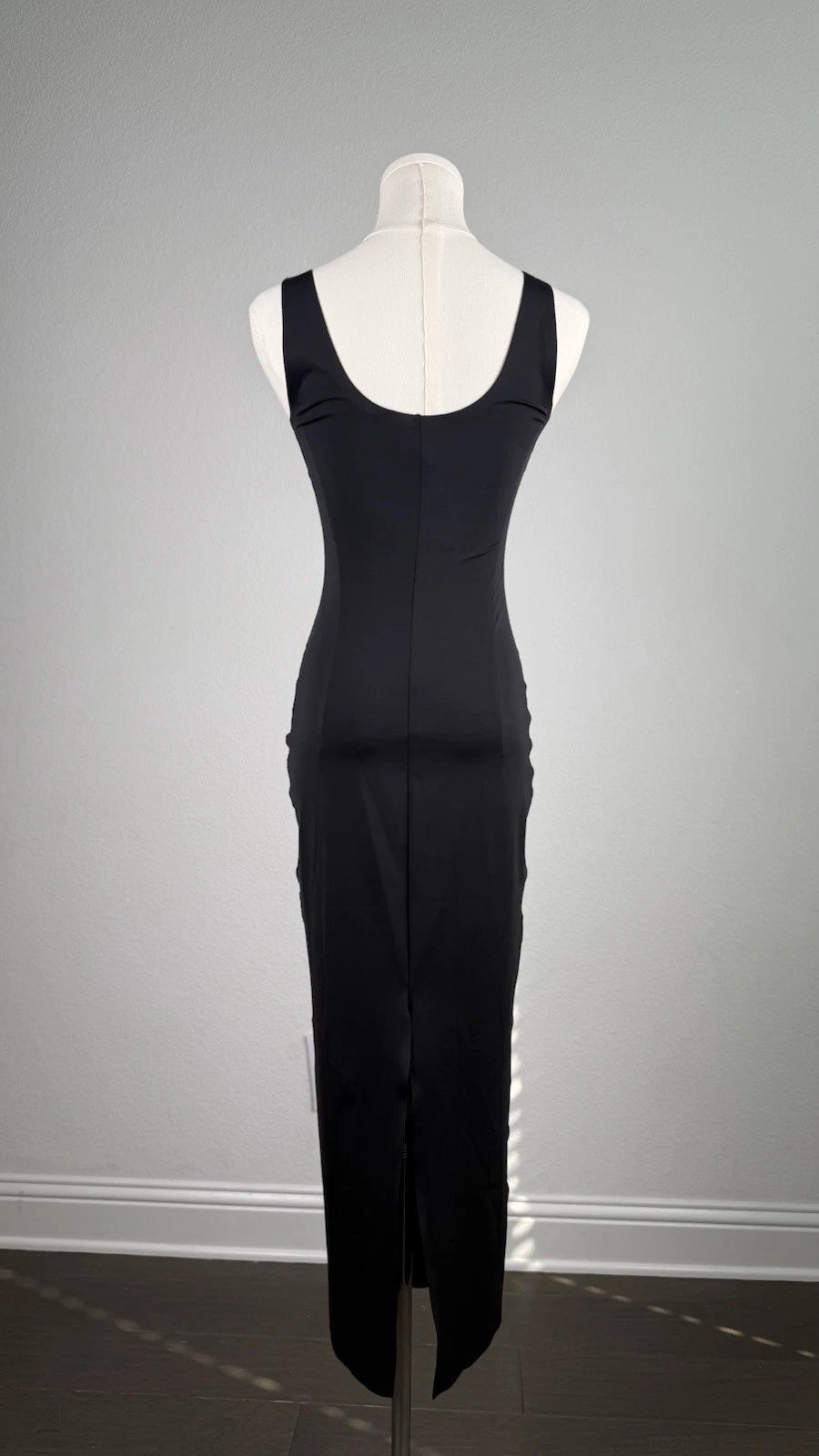 ZARA Black Square Neck Stretch Sheath Maxi Dress Sleeveless Size S 1355/011/800