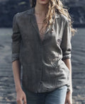 ZARA Women’s Size S Gray Check Collared Button-Up Blouse Beaded 4786/050/802