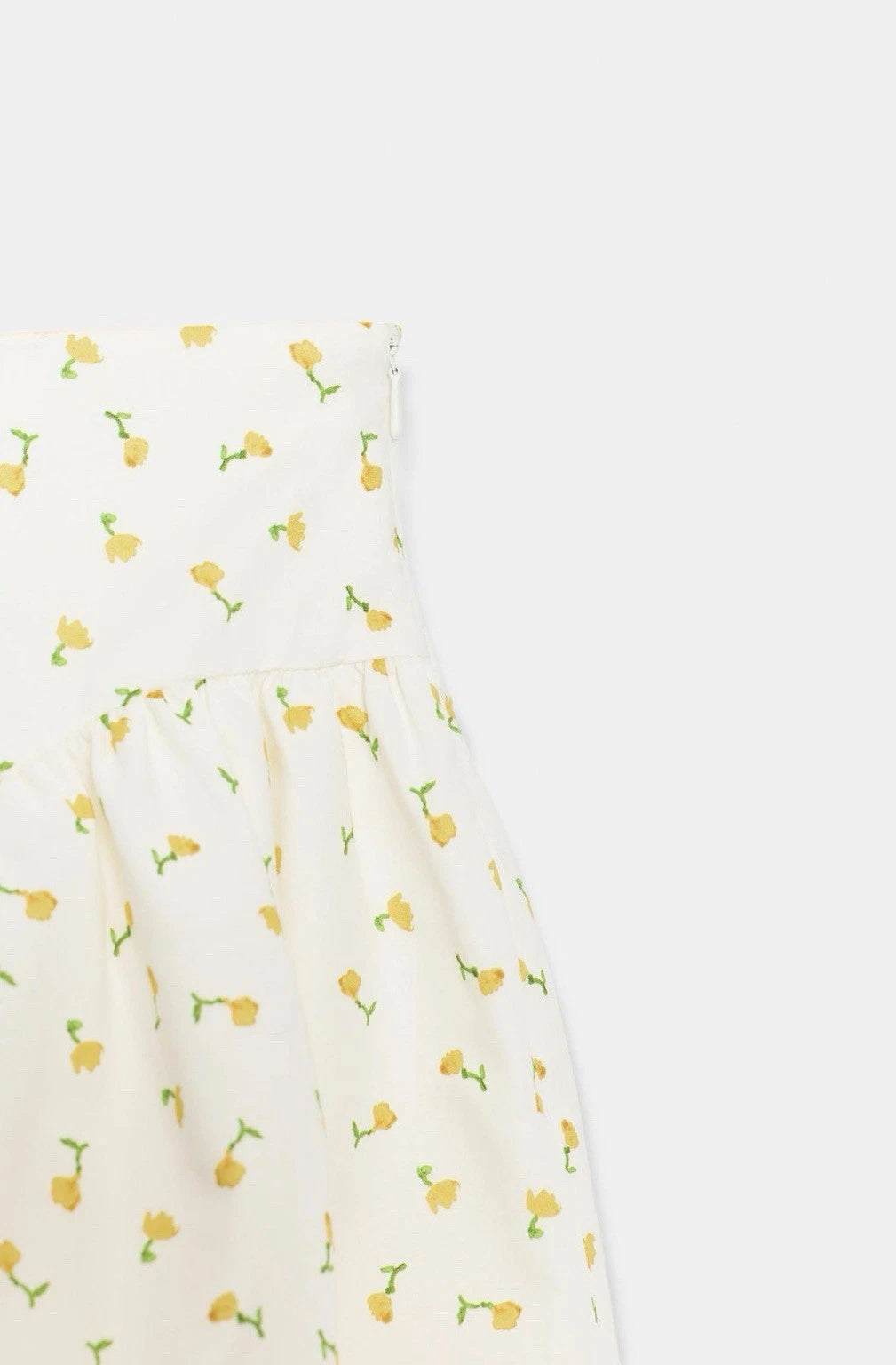 ZARA Floral Poplin High Rise A-Line Mini Skirt Lined Pleated Zip S NWT