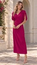 ZARA Pink V-Neck Puff Sleeve Sheath Long Dress XS Polyester 0387/053/940