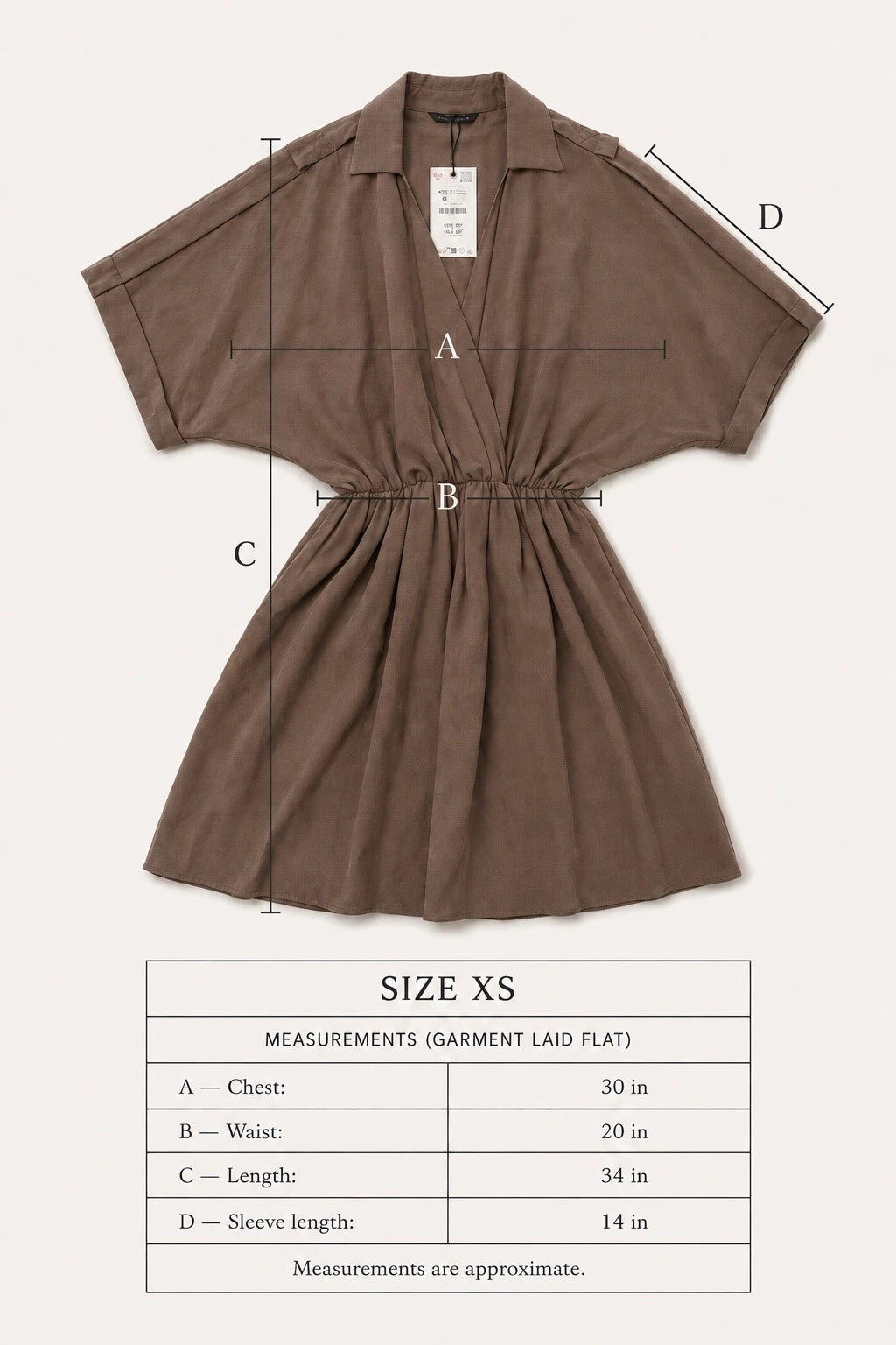 ZARA Women’s Brown Solid Romper Size XS V-Neck Short Sleeve Modal Blend