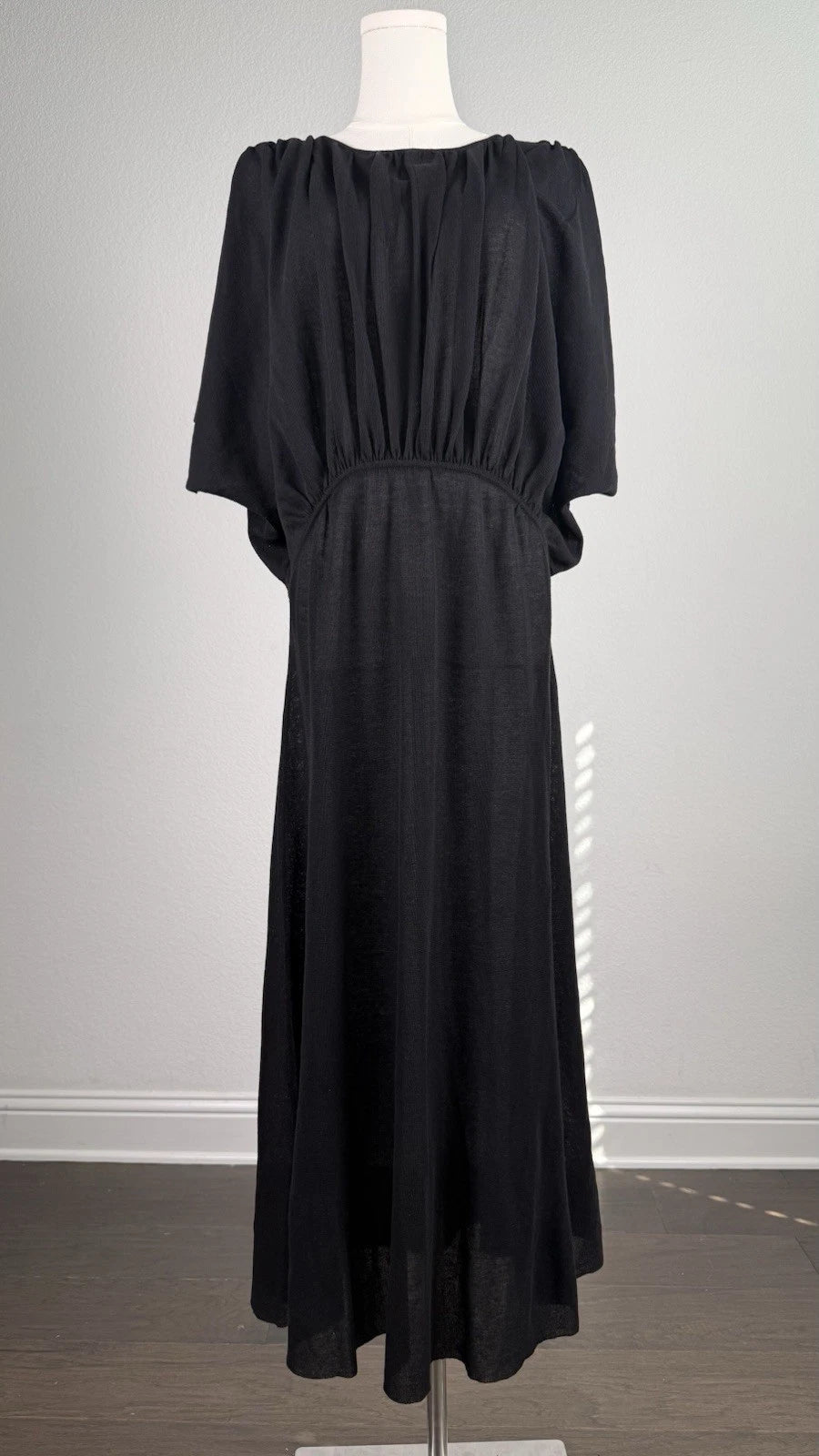 ZARA Women’s Black Sheer Ruffle Flutter Sleeve Maxi Dress Size S
