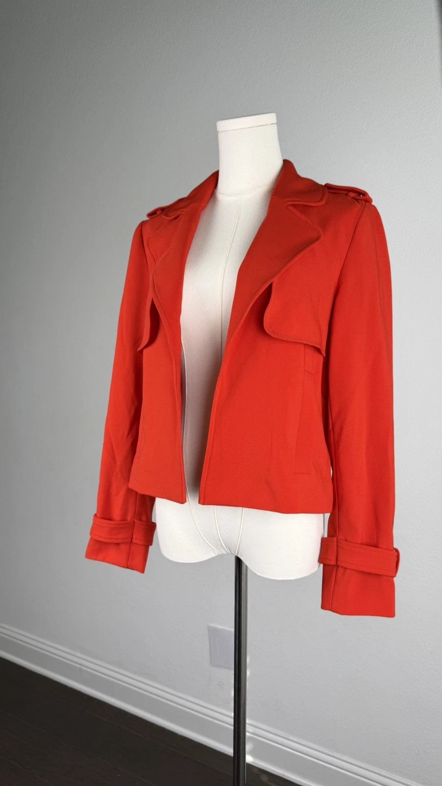 ZARA Basic Women’s Red Cropped Trench Jacket Size XS Moto Style 2347/295/679