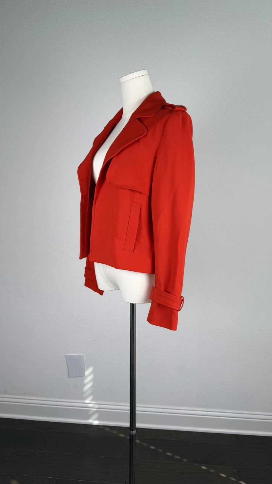 ZARA Basic Women’s Red Cropped Trench Jacket Size XS Moto Style 2347/295/679