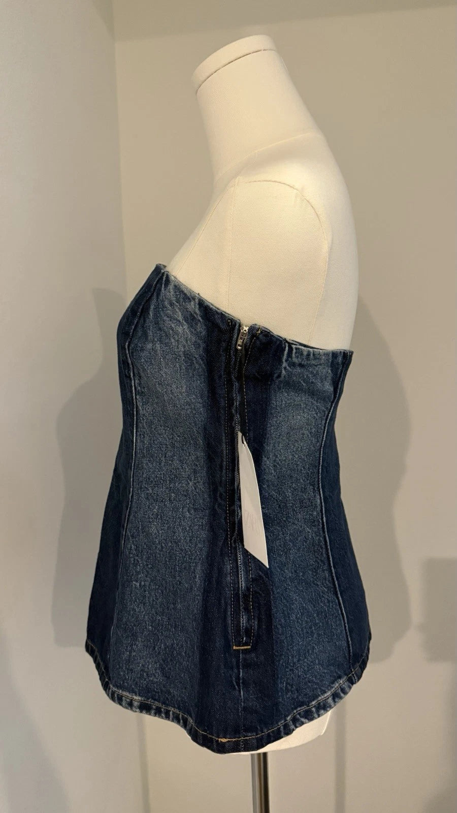 ZARA Women’s M Strapless Denim Corset Top Dark Blue NWT 5252/261/401