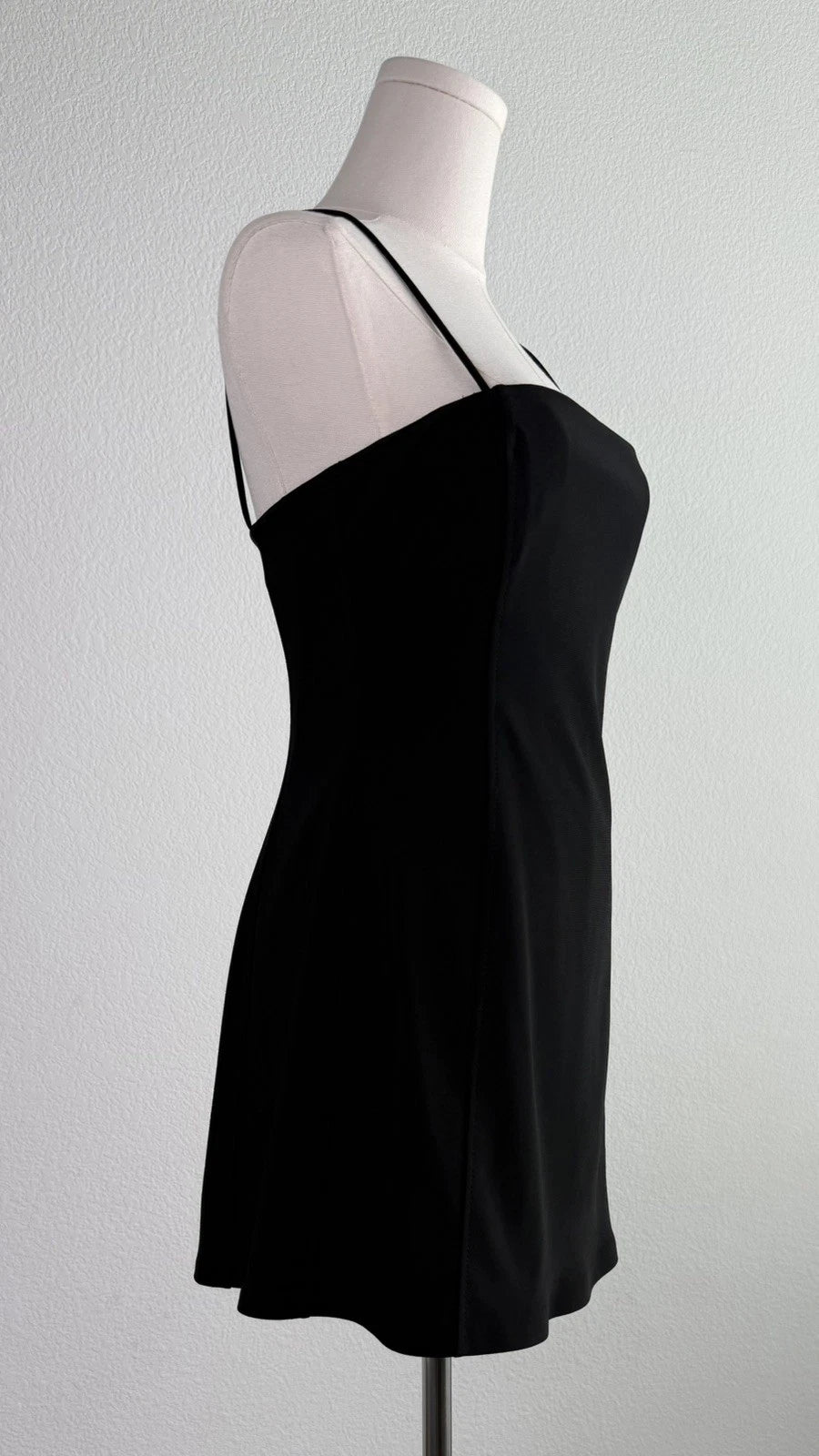 ZARA Women’s Black Mini Dress Size M Spaghetti Strap Square Neck Fitted