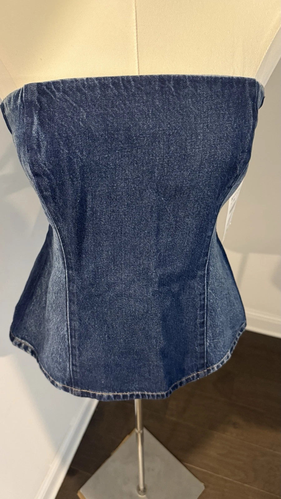 ZARA Women’s M Strapless Denim Corset Top Dark Blue NWT 5252/261/401