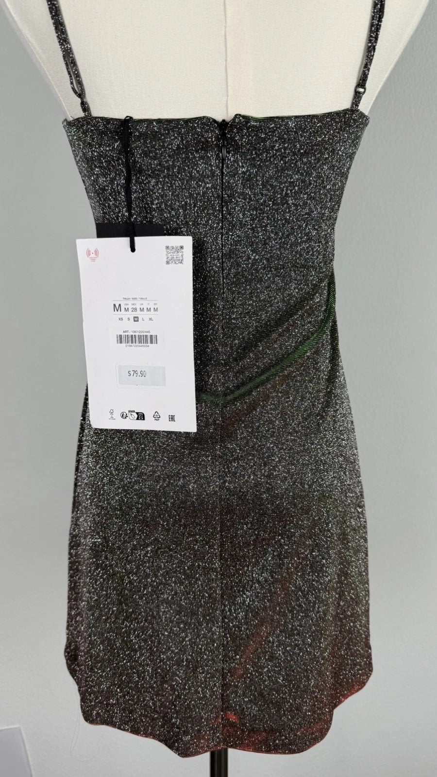 ZARA x Kate Shimmer Mini Dress Blue Green Metallic Size M NWT 1067/220/445
