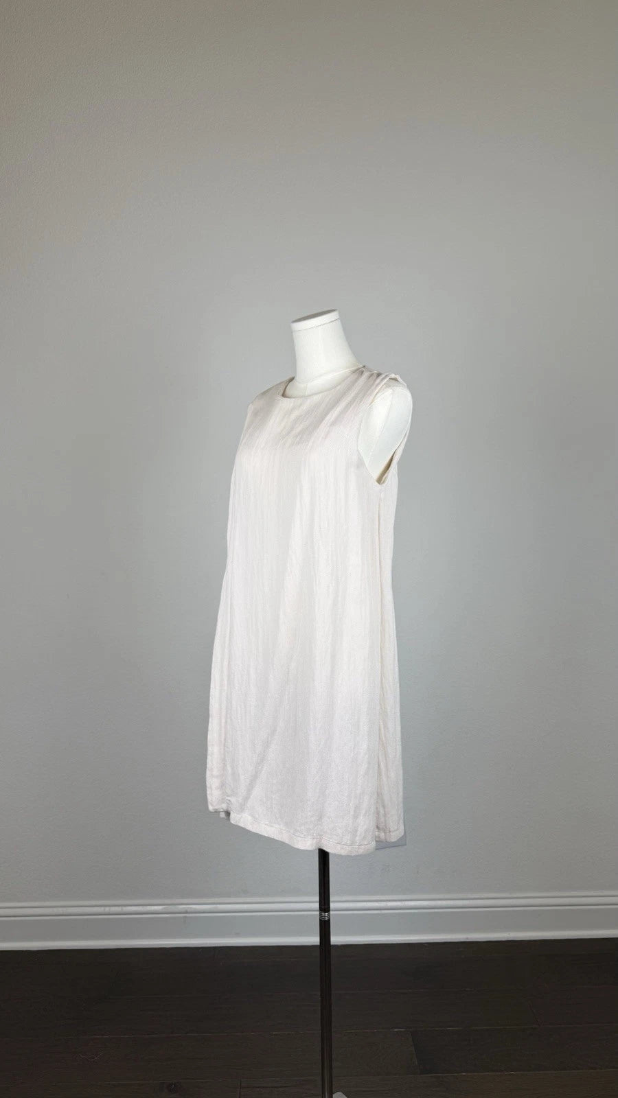 MANGO London Women’s Sleeveless Pleated Side Dress – Size S – Ivory/Cream