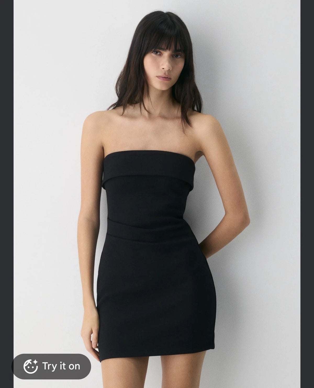 ZARA Black Strapless Bandeau Mini Dress Bodycon Fitted Size M