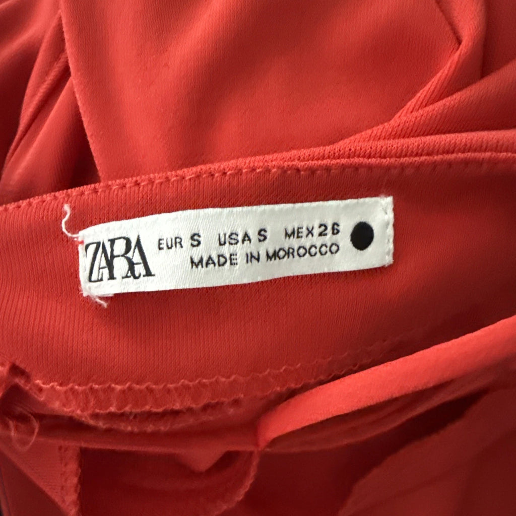 ZARA Red Halter Maxi Dress Size S Strappy Open Back V-Neck Long Dress