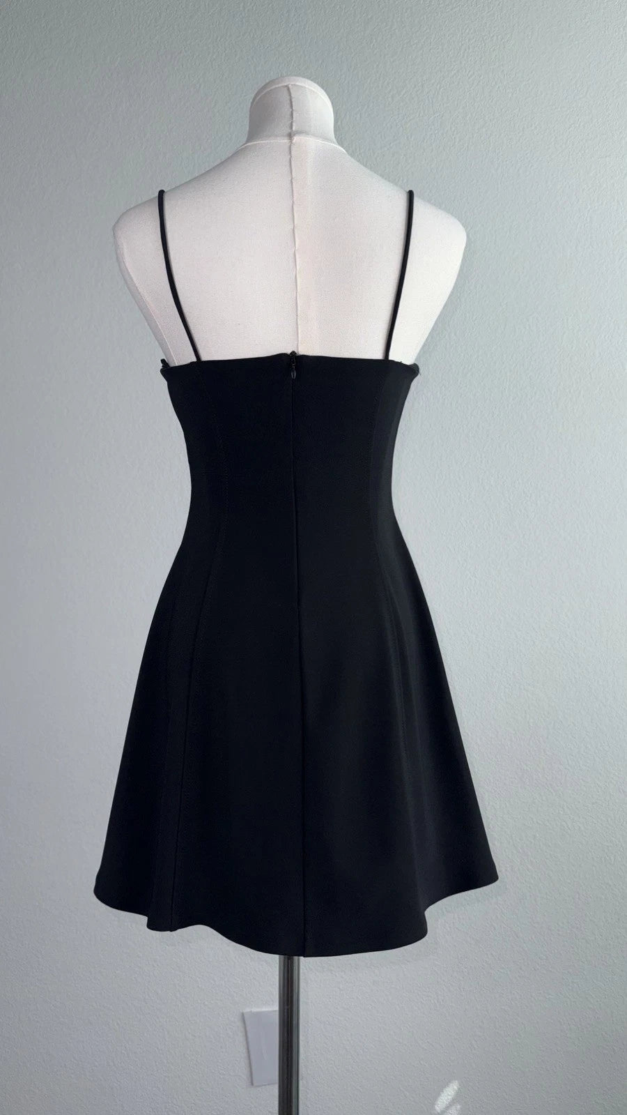 ZARA Women’s Black Mini Dress Size M Spaghetti Strap Square Neck Fitted