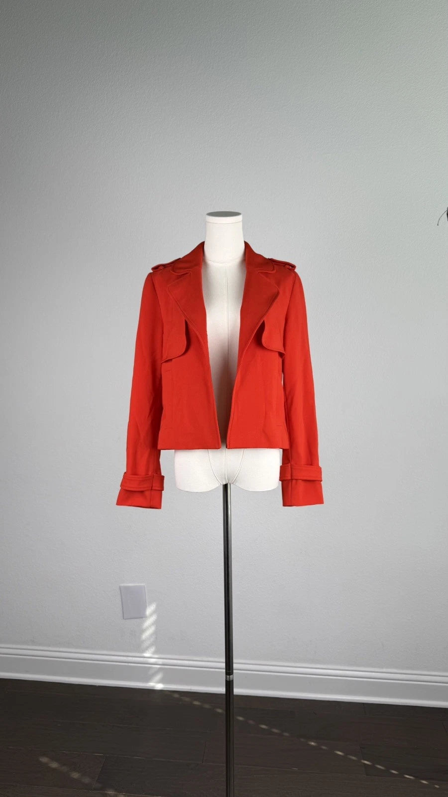 ZARA Basic Women’s Red Cropped Trench Jacket Size XS Moto Style 2347/295/679