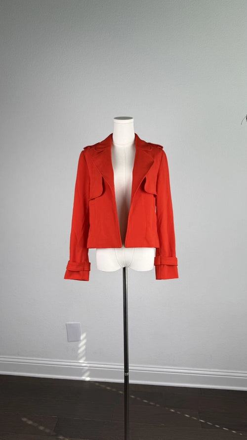 ZARA Basic Women’s Red Cropped Trench Jacket Size XS Moto Style 2347/295/679
