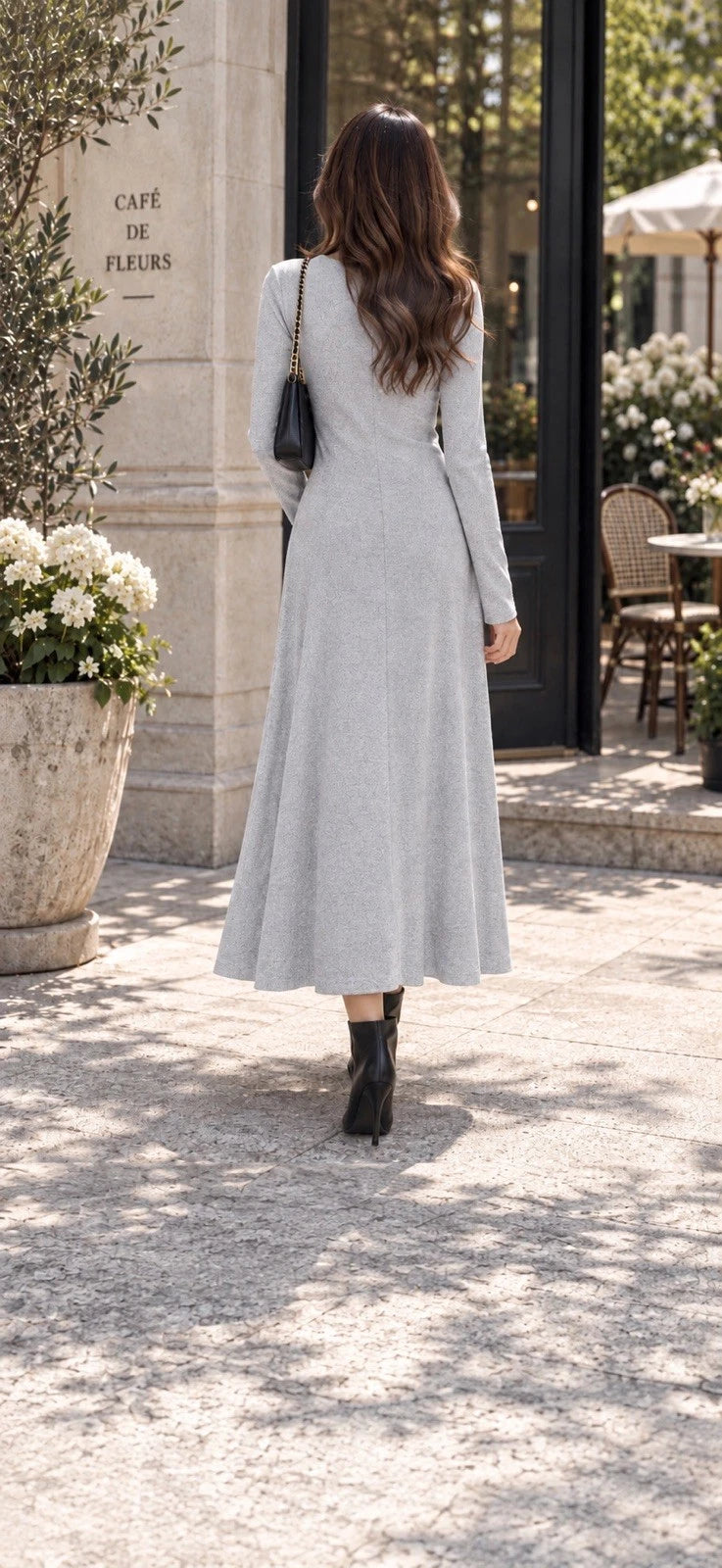 ZARA Women’s Gray Glitter Knit Long Sweater Dress Long Sleeve Size S