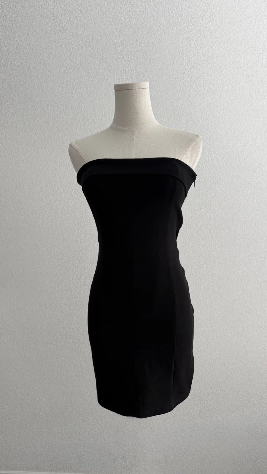 ZARA Black Strapless Bandeau Mini Dress Bodycon Fitted Size M