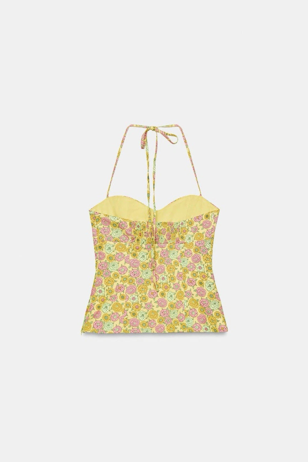 ZARA Women’s M Yellow Floral Poplin Halter Tank 2180/024/330