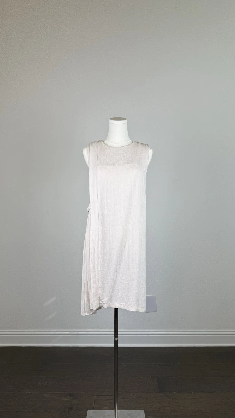 MANGO London Women’s Sleeveless Pleated Side Dress – Size S – Ivory/Cream