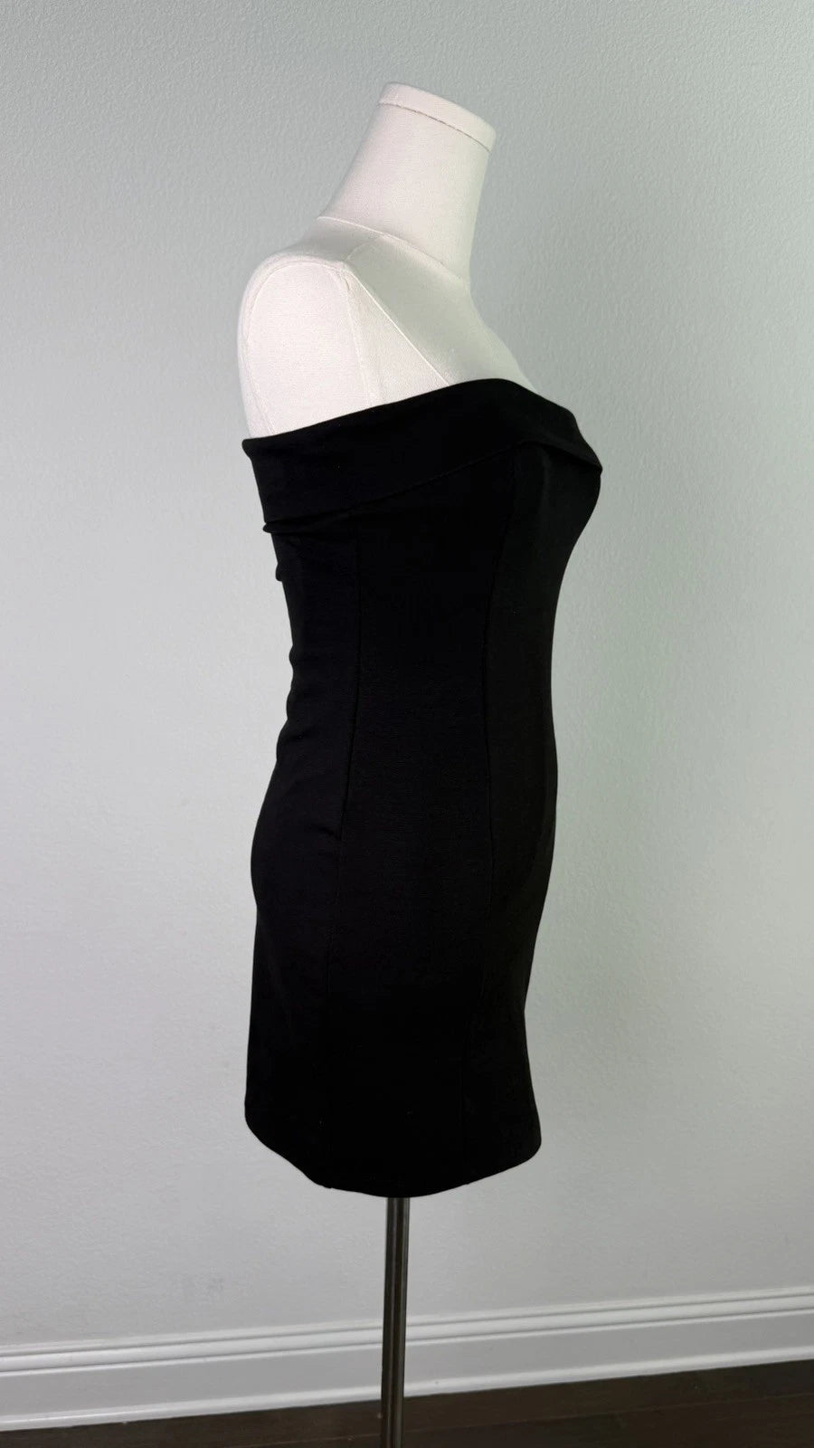 ZARA Black Strapless Bandeau Mini Dress Bodycon Fitted Size M