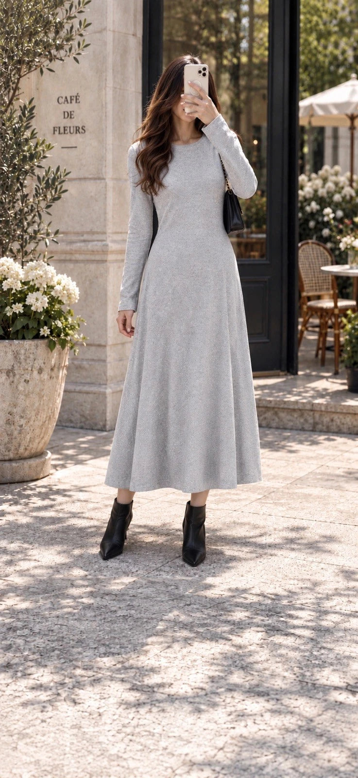 ZARA Women’s Gray Glitter Knit Long Sweater Dress Long Sleeve Size S