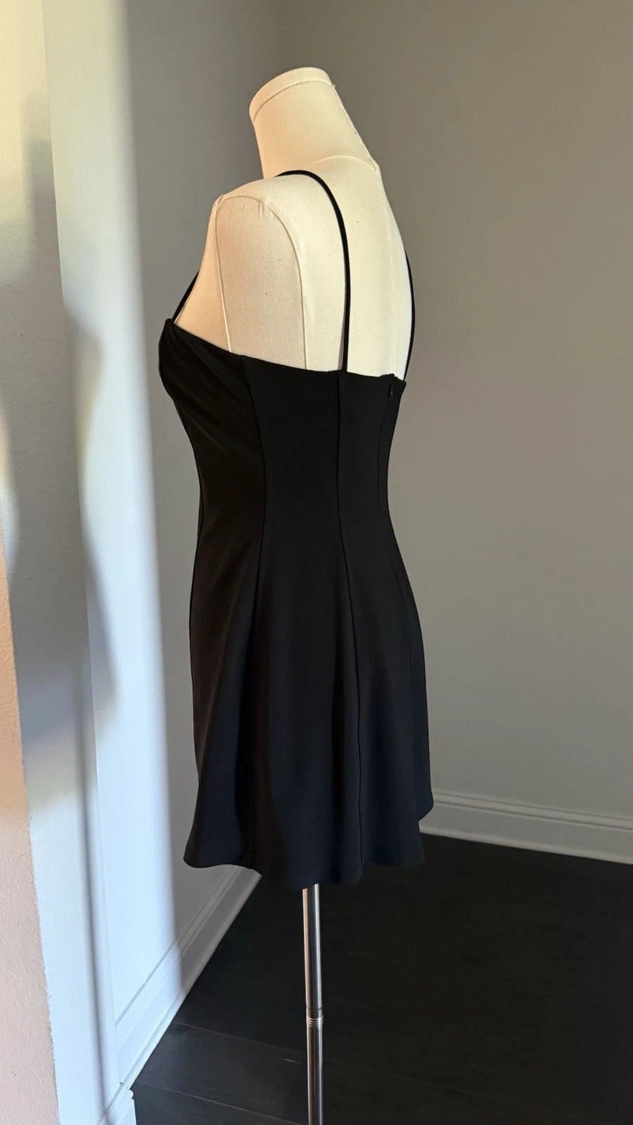ZARA Women’s Black Mini Dress Size M Spaghetti Strap Square Neck Fitted