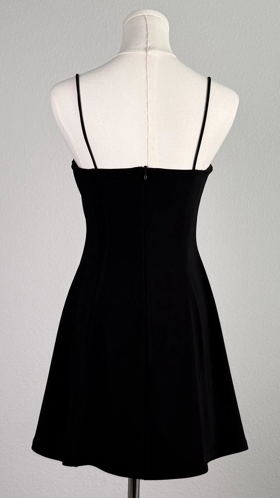 ZARA Women’s Black Mini Dress Size M Spaghetti Strap Square Neck Fitted