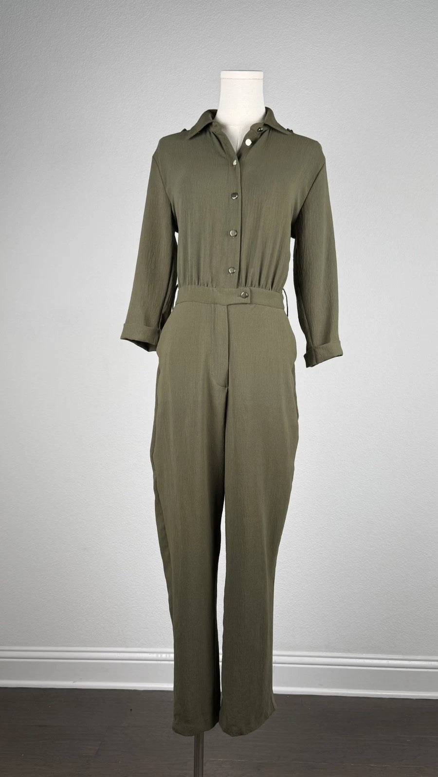 ZARA Women’s Olive Green Utility Jumpsuit – Size S