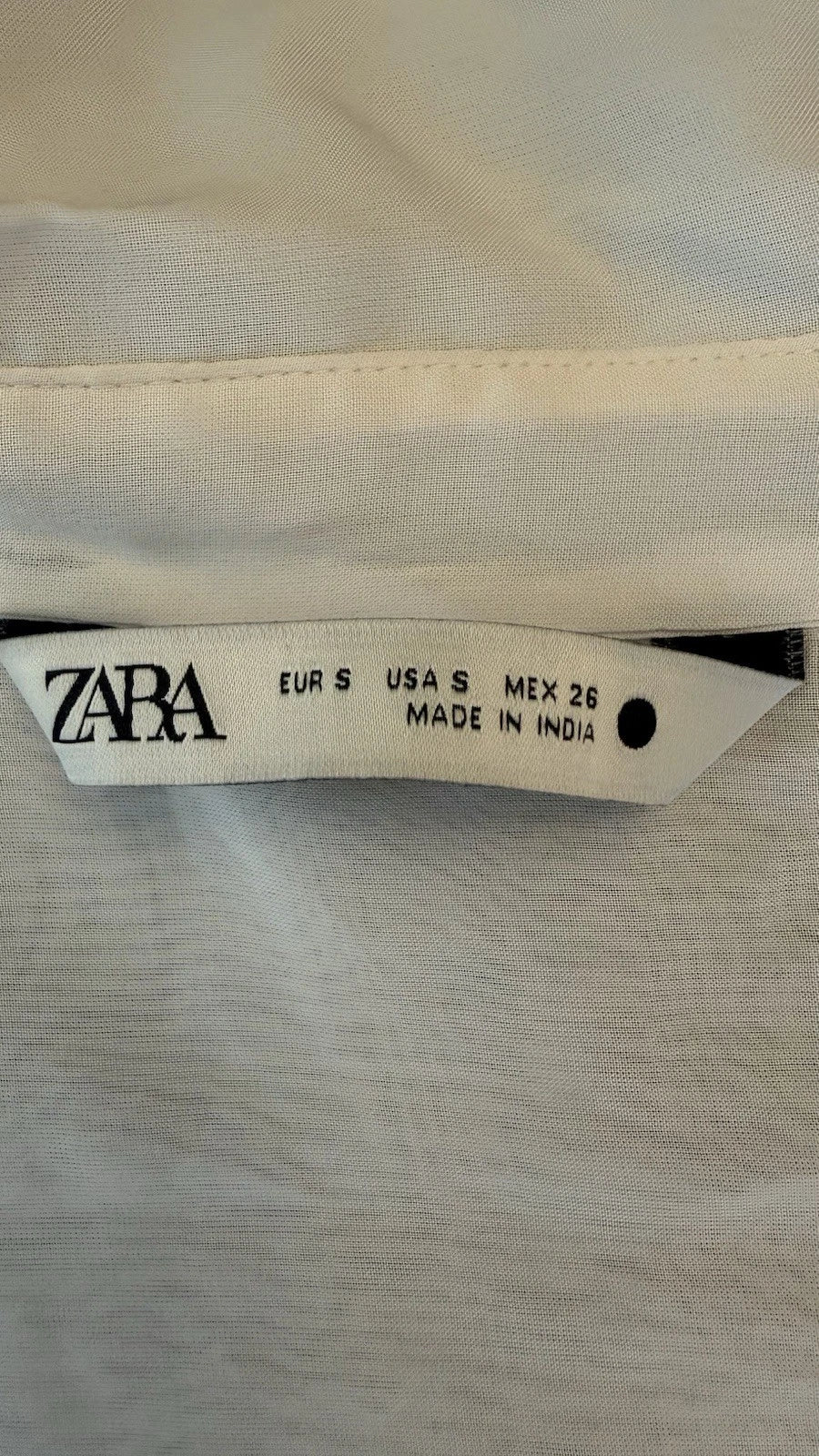 ZARA Women’s Ivory Sheer Collared Button-Up Blouse Viscose Long Sleeve Size S