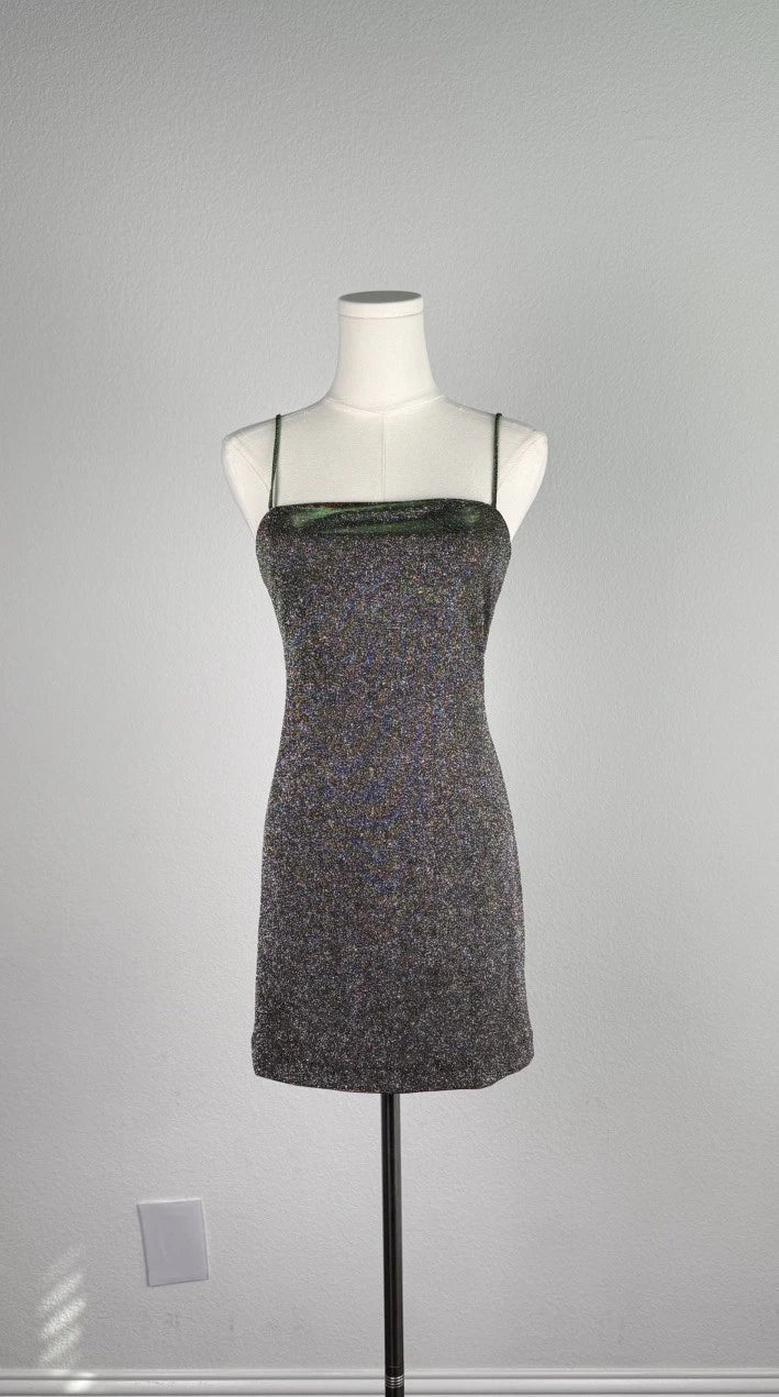 ZARA x Kate Shimmer Mini Dress Blue Green Metallic Size M NWT 1067/220/445