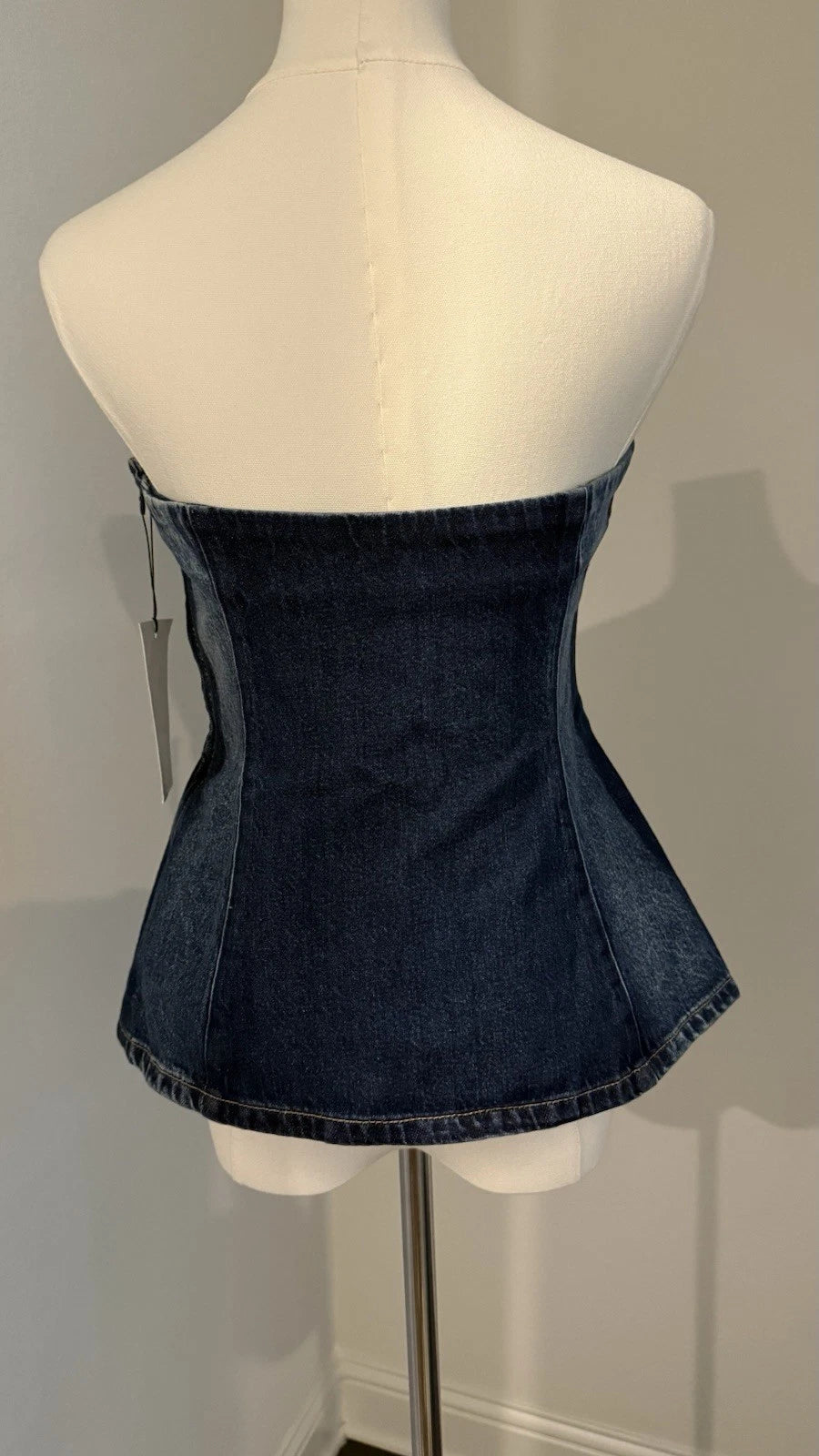 ZARA Women’s M Strapless Denim Corset Top Dark Blue NWT 5252/261/401