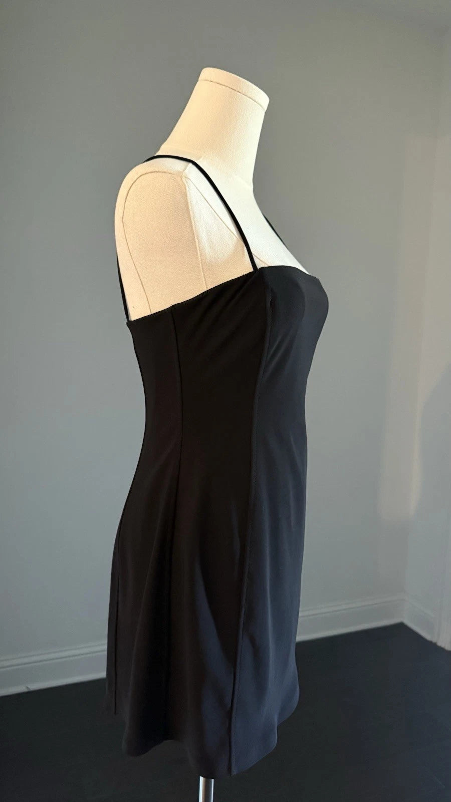 ZARA Women’s Black Mini Dress Size M Spaghetti Strap Square Neck Fitted