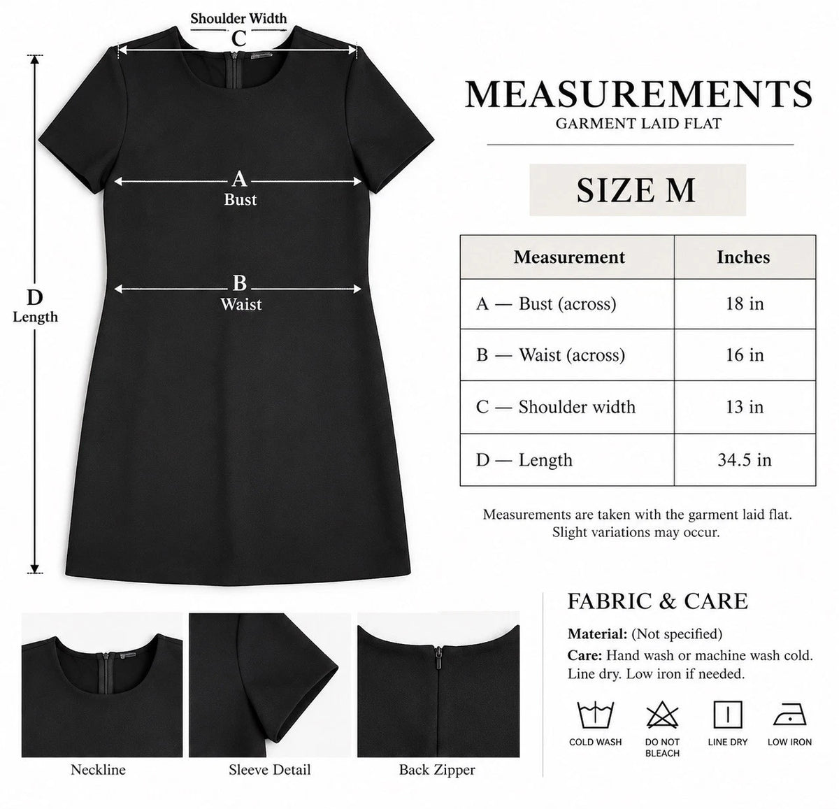 ZARA Black Mini Dress Short Sleeve A-Line Crew Neck Size M