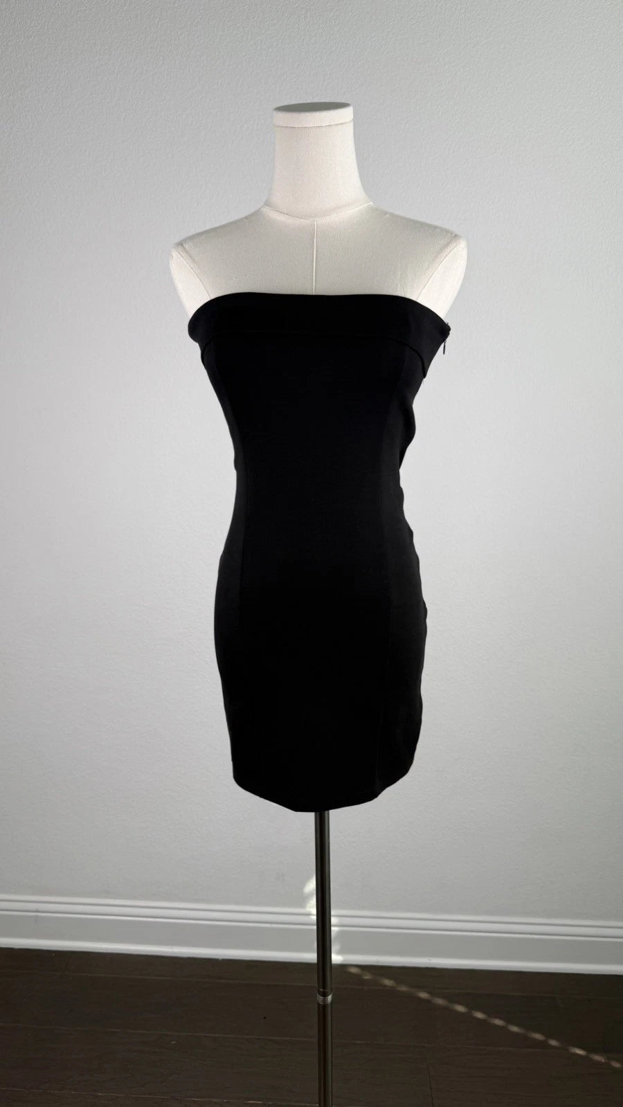 ZARA Black Strapless Bandeau Mini Dress Bodycon Fitted Size M