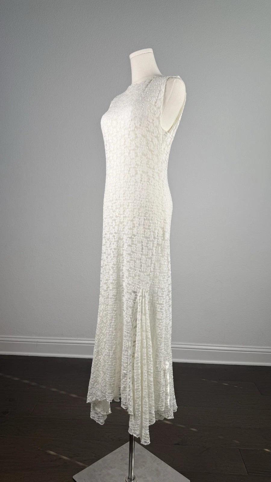 ZARA White/Ivory Floral Lace Sleeveless Long Maxi Sheath Dress Zip Size M