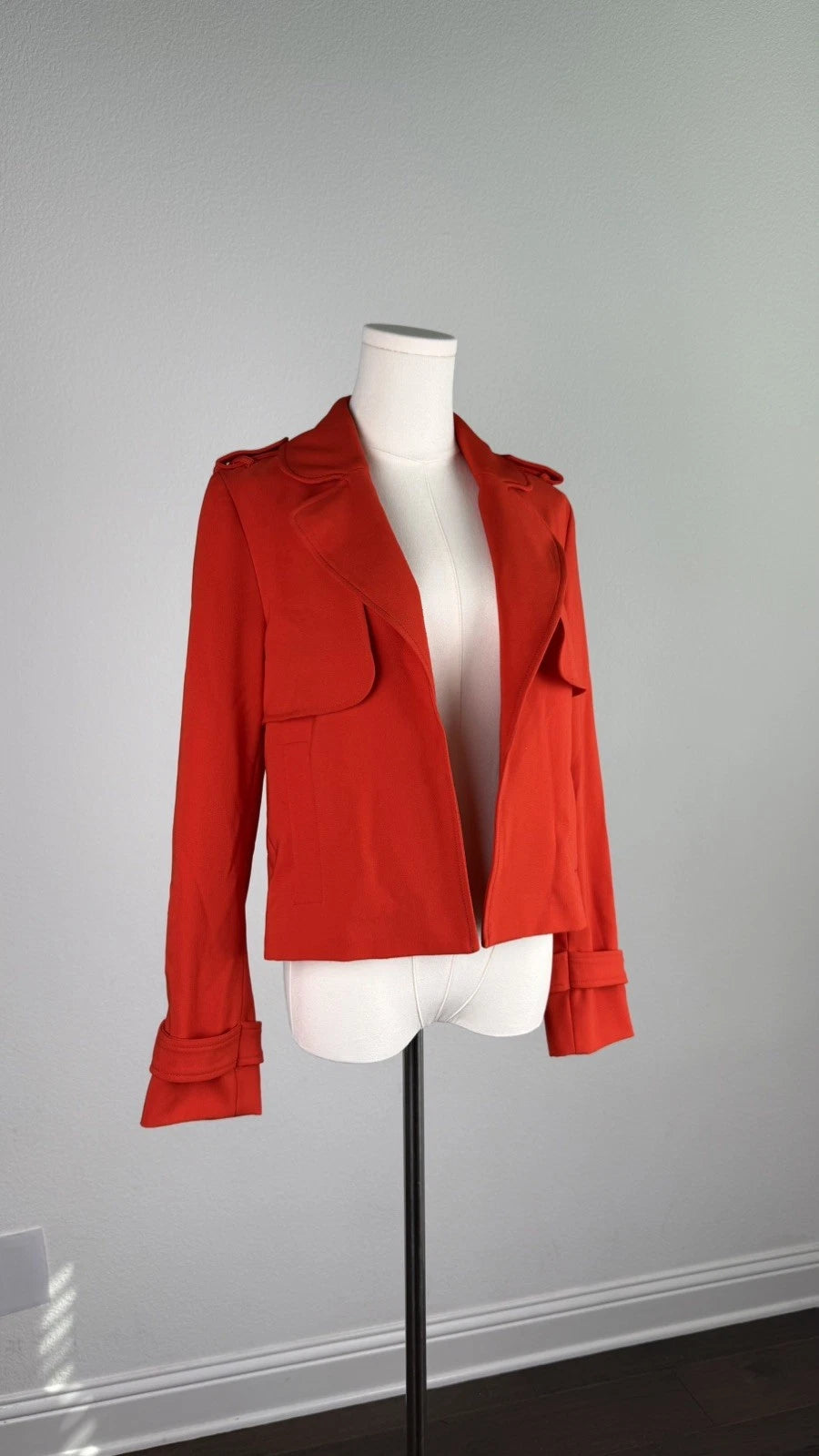 ZARA Basic Women’s Red Cropped Trench Jacket Size XS Moto Style 2347/295/679