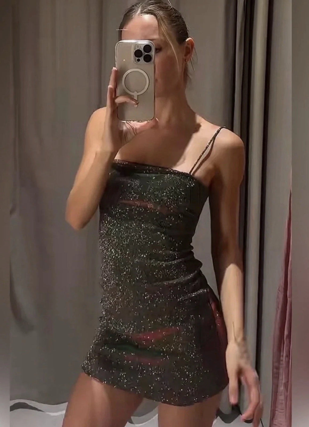 ZARA x Kate Shimmer Mini Dress Blue Green Metallic Size M NWT 1067/220/445