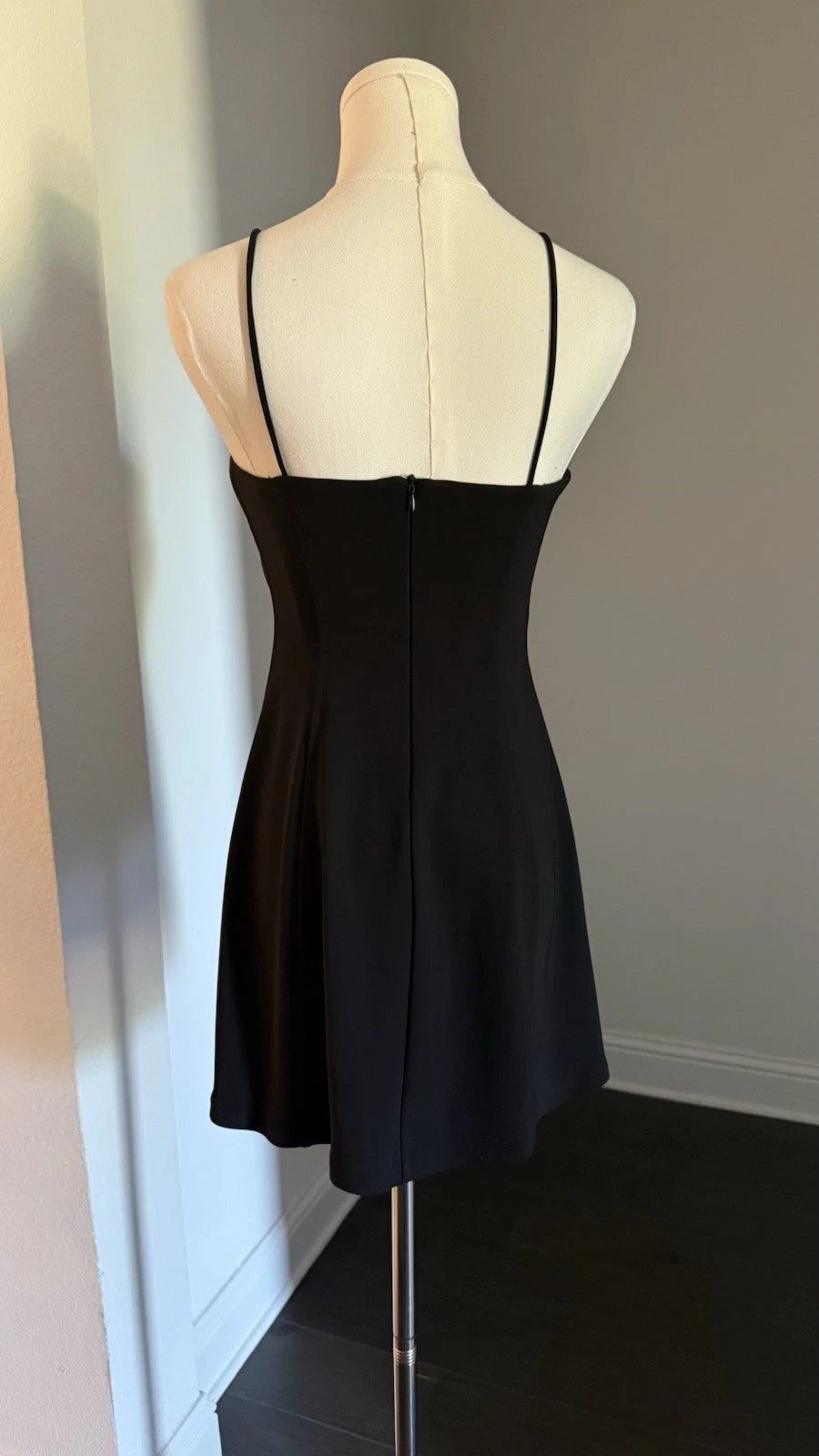 ZARA Women’s Black Mini Dress Size M Spaghetti Strap Square Neck Fitted