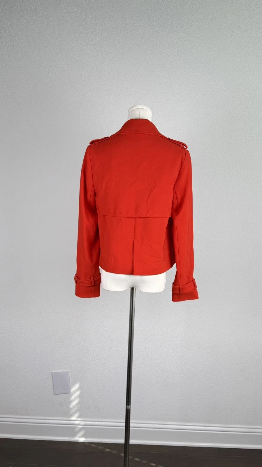 ZARA Basic Women’s Red Cropped Trench Jacket Size XS Moto Style 2347/295/679