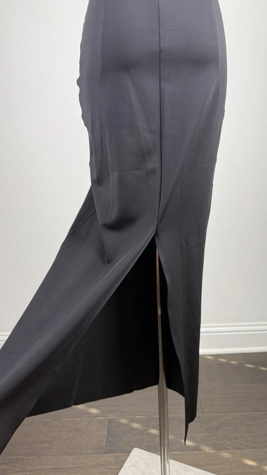 ZARA Black Square Neck Stretch Sheath Maxi Dress Sleeveless Size S 1355/011/800