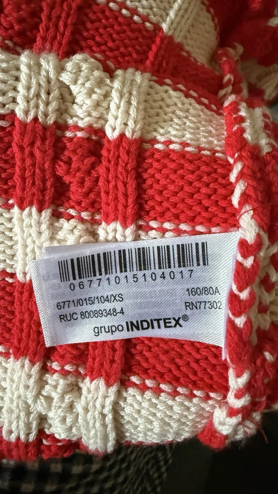ZARA Women's Red Cream Striped Knit Cardigan XS Wide Collar Button Front NWOT