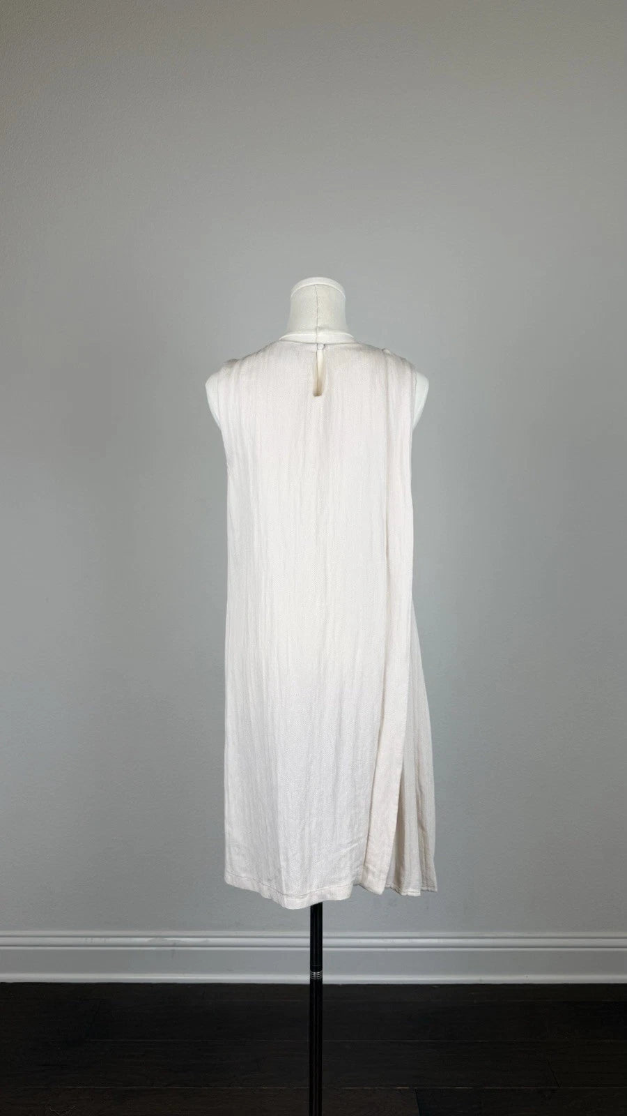 MANGO London Women’s Sleeveless Pleated Side Dress – Size S – Ivory/Cream