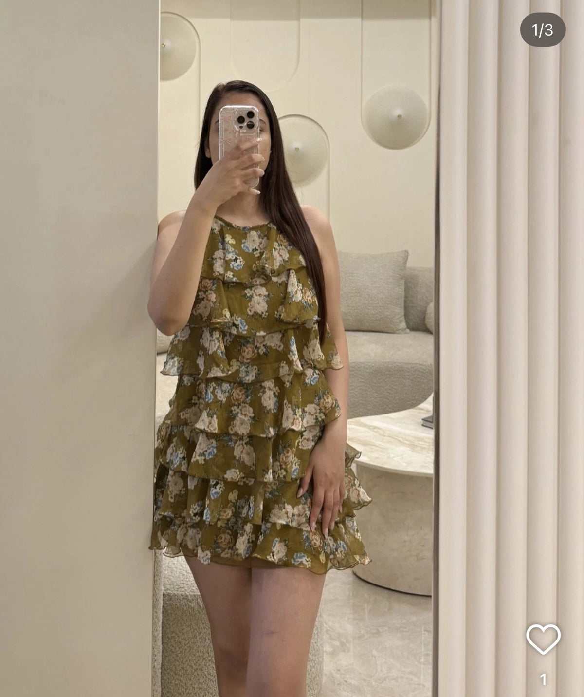 ZARA Floral Ruffle Layered Halter Open Back Lined Mini Dress Size S 2596/466/071