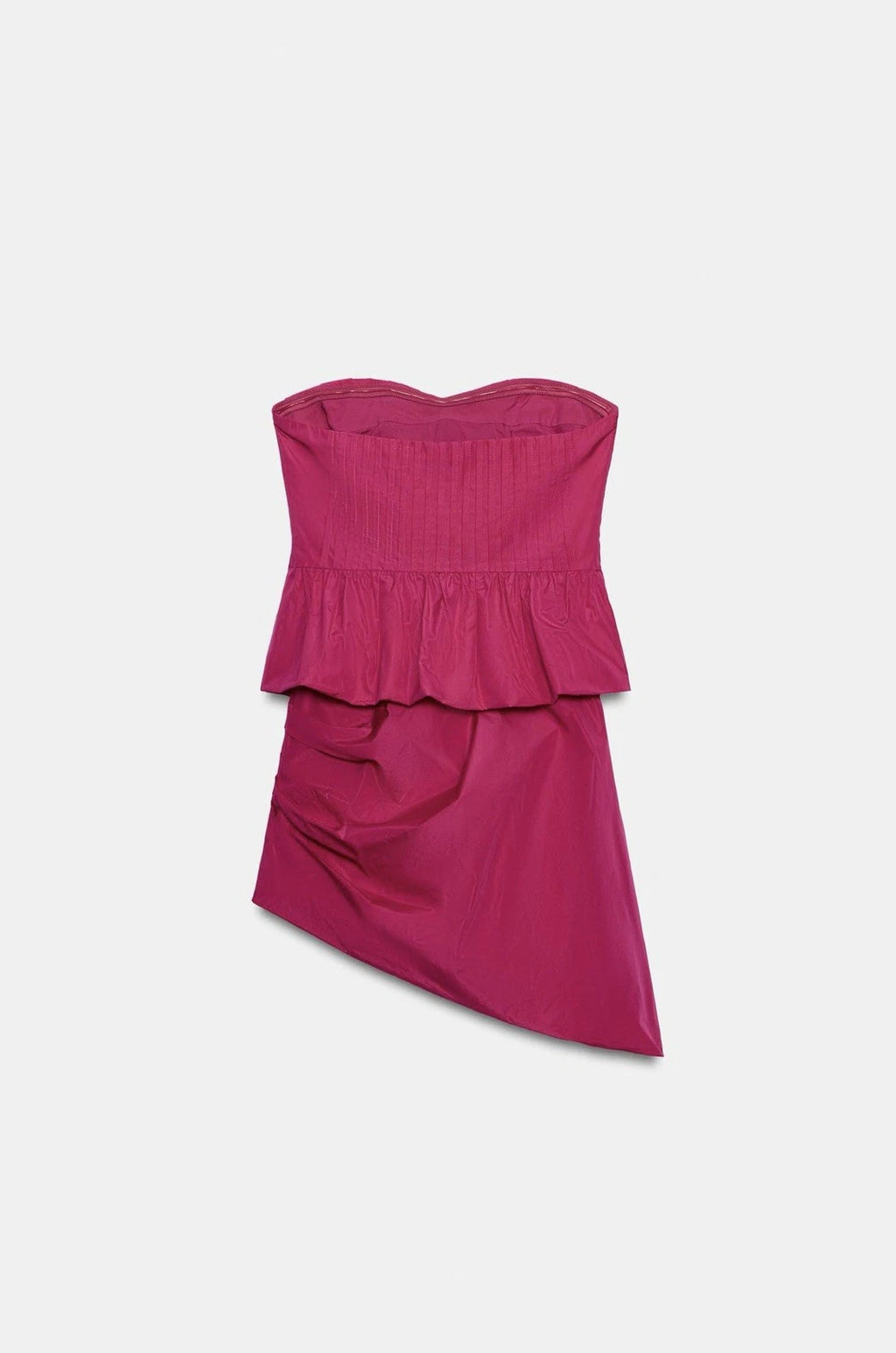 ZARA Women’s Pink Strapless Ruched Ruffle Asymmetric Bodycon Mini Dress Size S