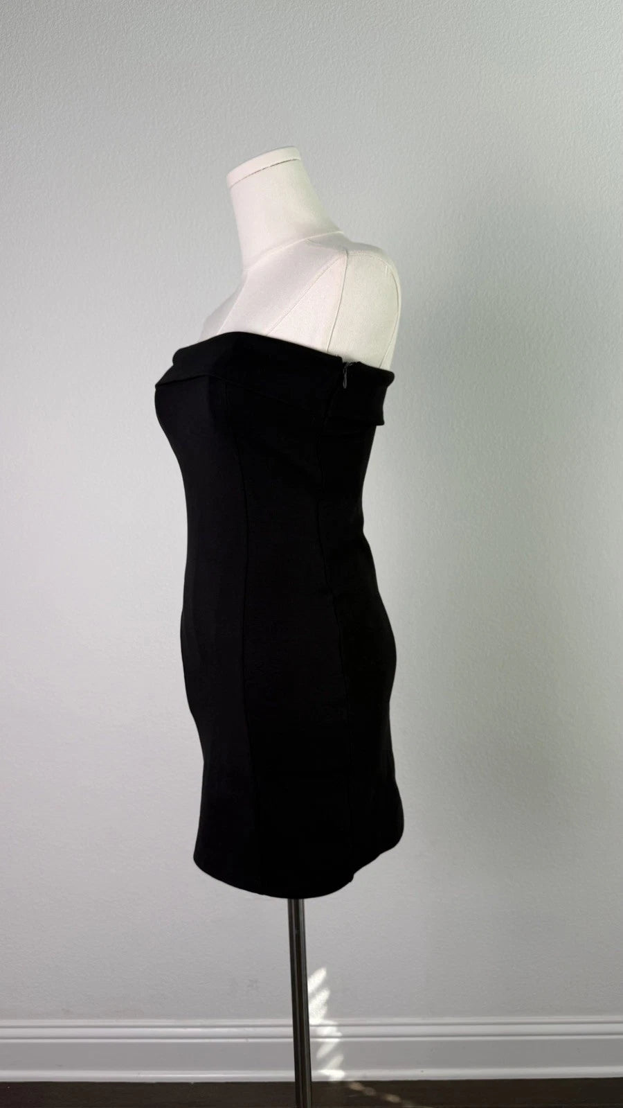 ZARA Black Strapless Bandeau Mini Dress Bodycon Fitted Size M
