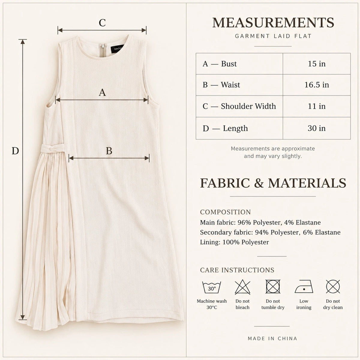 MANGO London Women’s Sleeveless Pleated Side Dress – Size S – Ivory/Cream