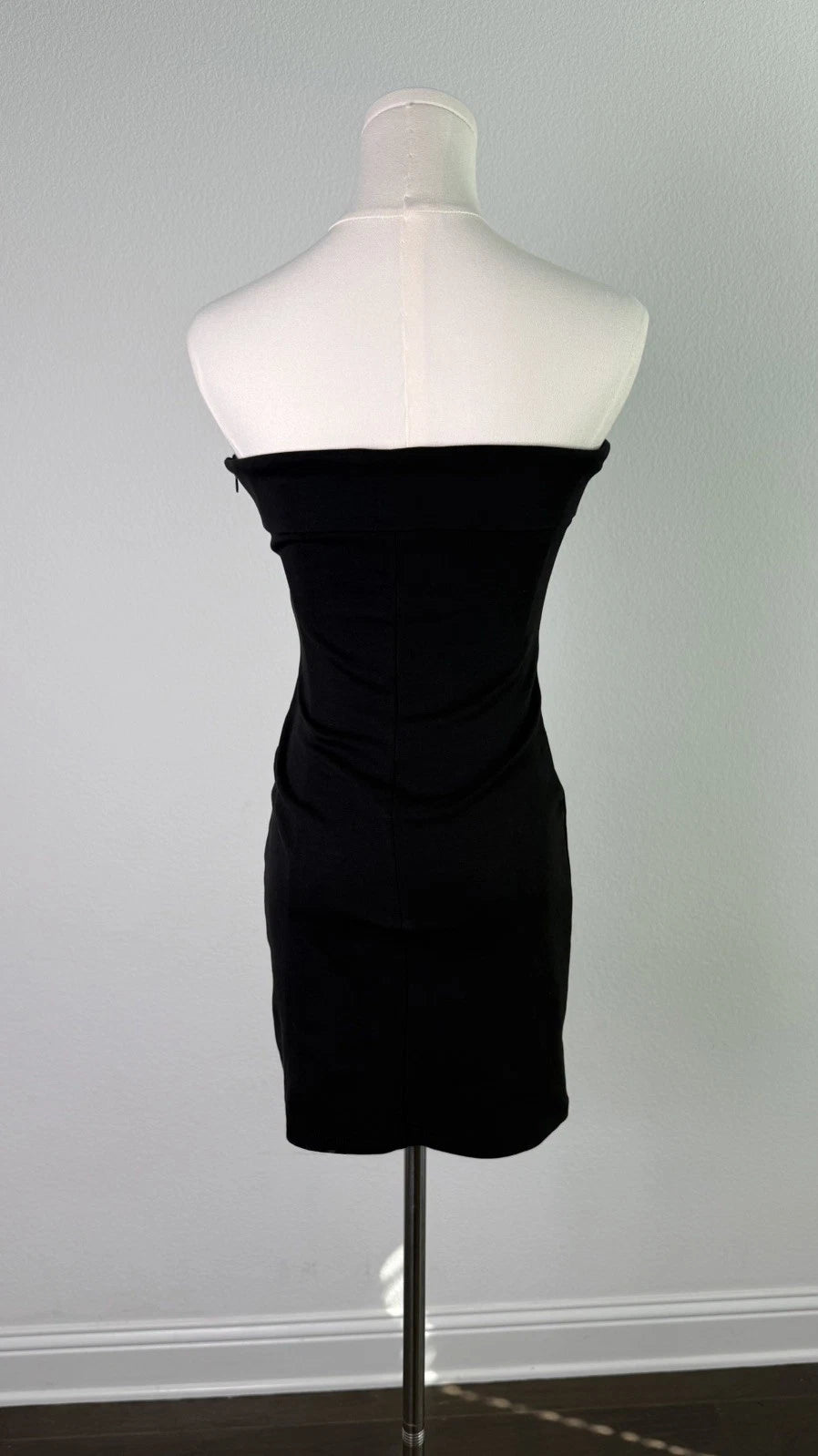 ZARA Black Strapless Bandeau Mini Dress Bodycon Fitted Size M
