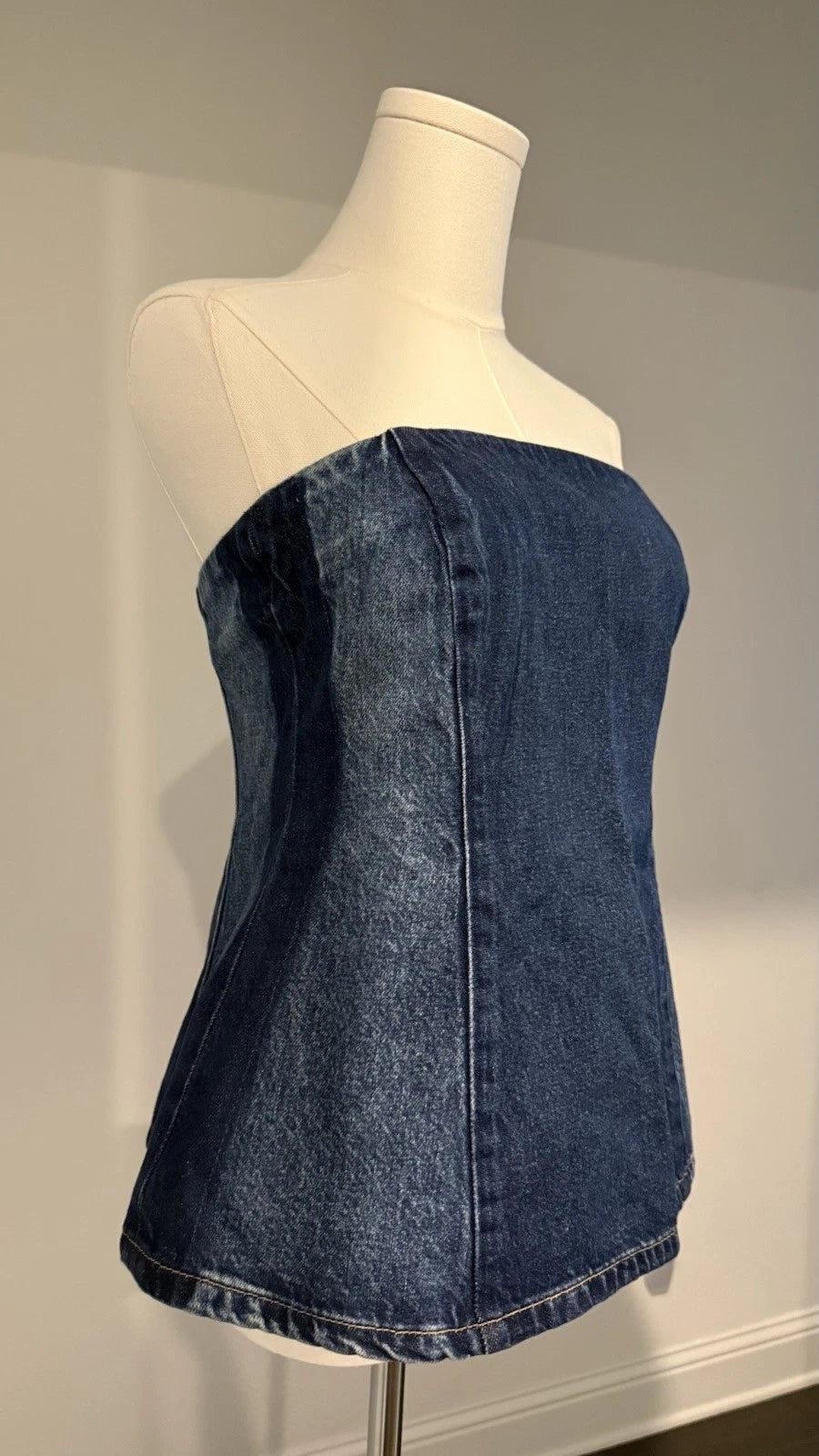 ZARA Women’s M Strapless Denim Corset Top Dark Blue NWT 5252/261/401