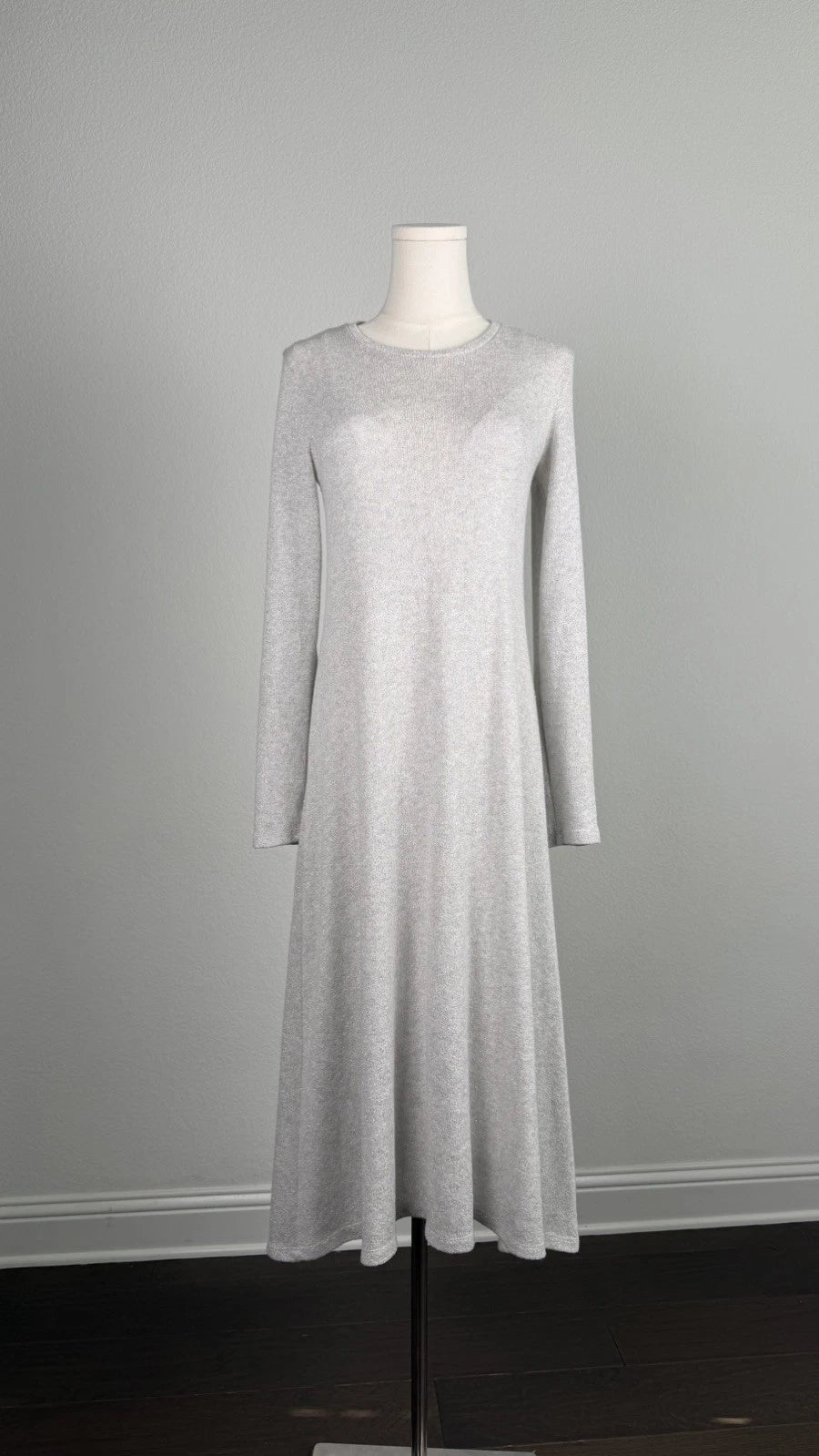 ZARA Women’s Gray Glitter Knit Long Sweater Dress Long Sleeve Size S